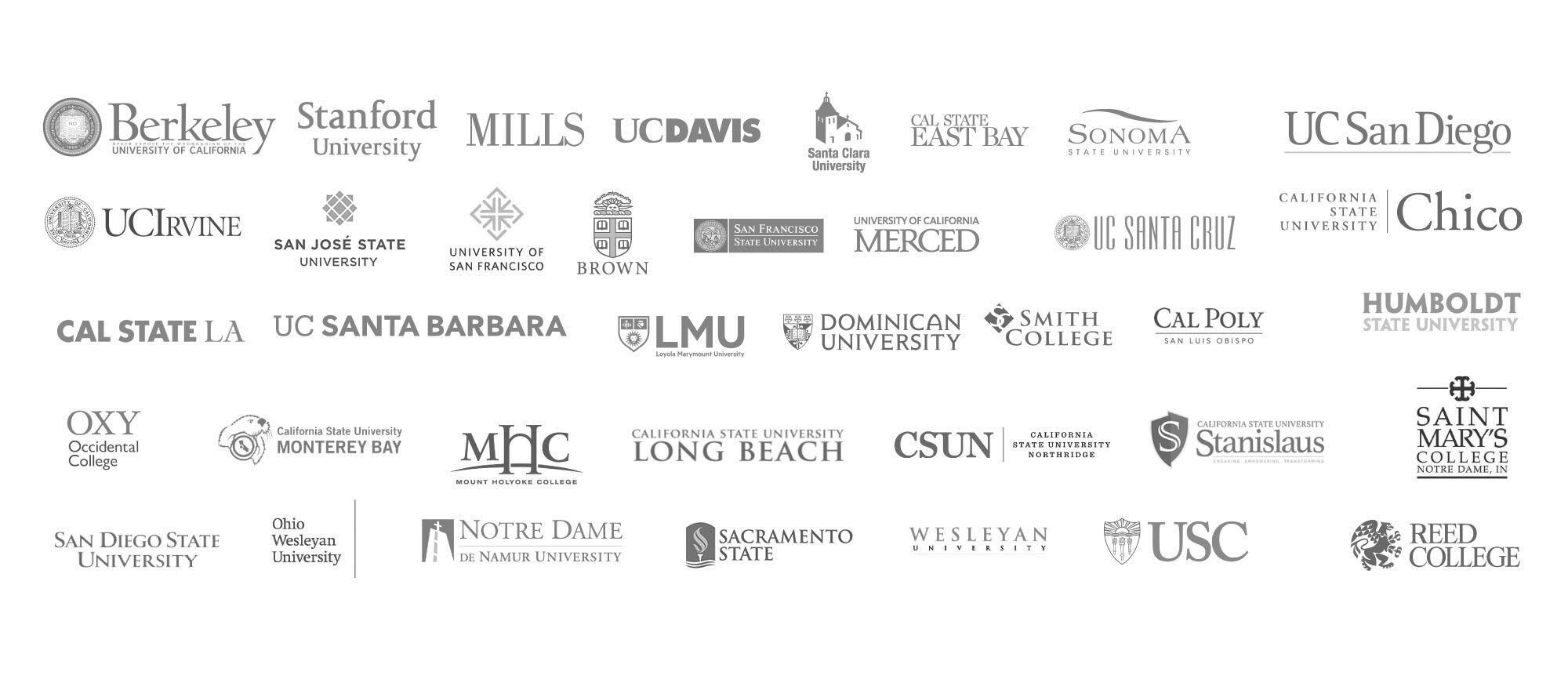 Image of the logos of colleges where DCP alumni have attended